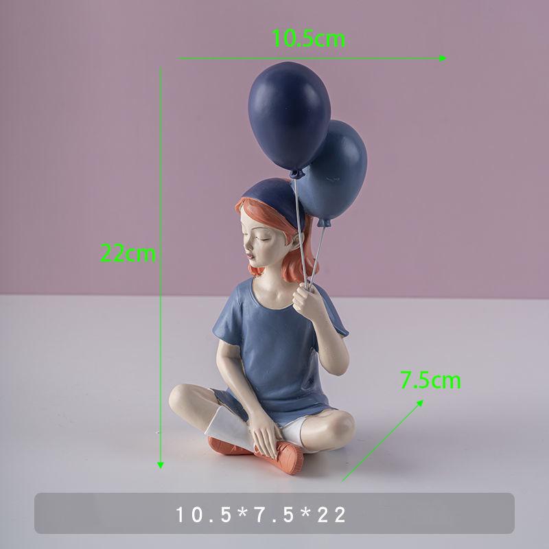 Nowoczesna żywica słodka dziewczyna balonowa statua akcesoria dom salon figurki pulpit dekoracja regał szafka rzeźba rzemiosło