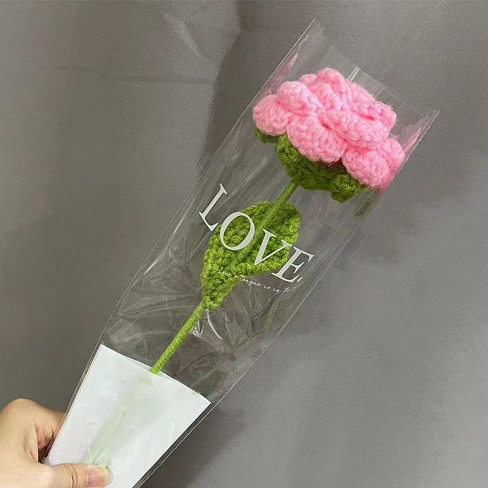 Rose Wedding Decoration Woven Knitting Flower Hand Knitting Rose Artificial Flower Fake Flowers