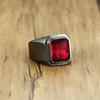 Black/Gold Plated Stainless Steel Men's Ring Square Red Zircon Stone Classic Signet Rings