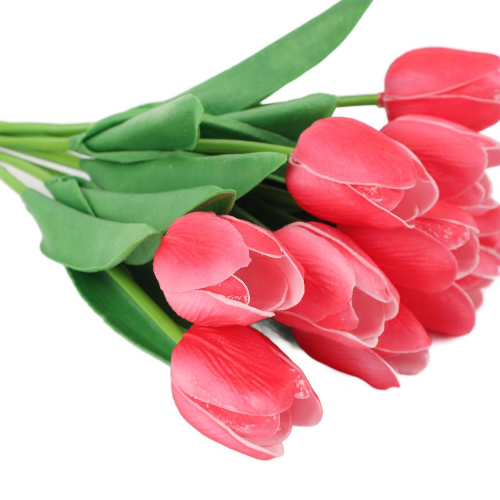 10pcs Artificial Tulip Flowers High Simulation Flowers Decor for Living Room Dinner Table Red