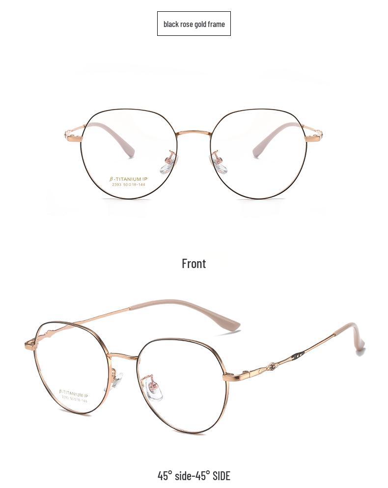 2023 Korean Style Ultra-light Titanium Round Glasses with Exquisite Crotone Temple