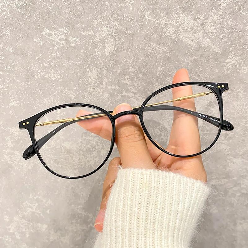 

Trend Blue Light Blocking Near Sight Eyeglasses for ForMen Women Vintage Finished Myopia Glasses Luxury RoundDesign Minus Diopter Eyewear W136692WW-Anti-blue Light