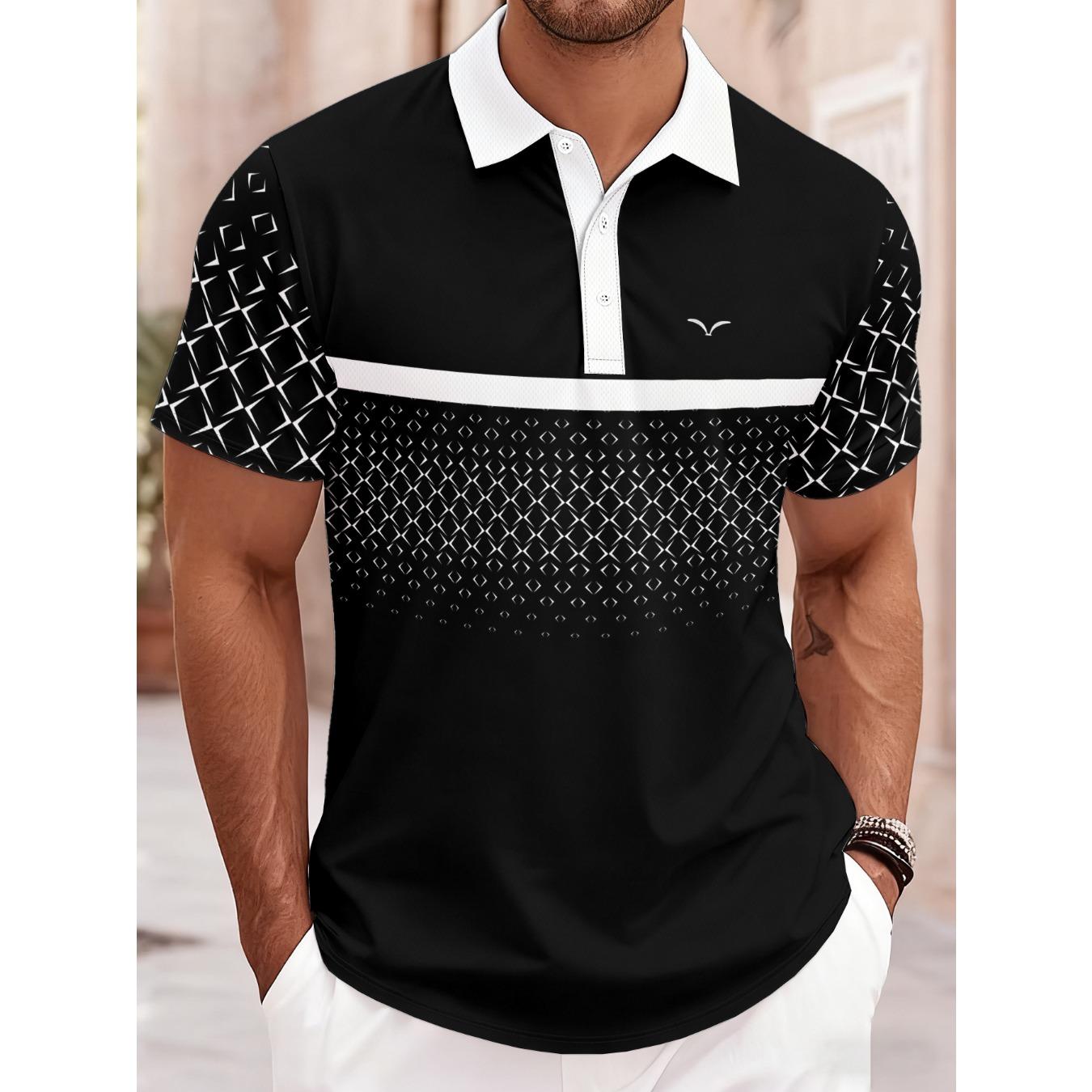 

Летняя мужская футболка-поло 2026 - 3D-принт, дышащая, легкая, удобная, повседневная S