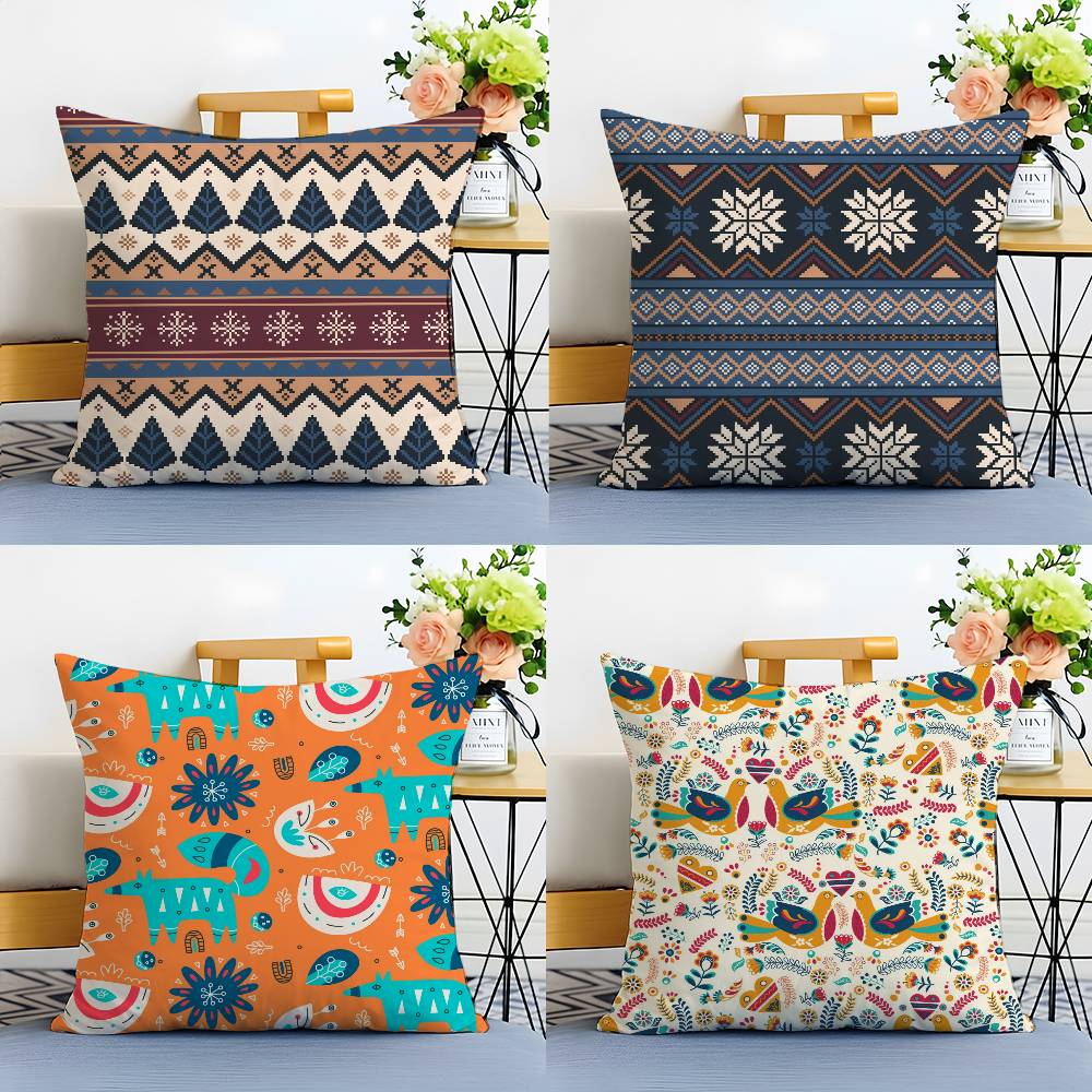 Classic Trend Moroccan Prints Flower Pillow Case Anti-dustmite Pillowcase Invisible zipper silky short plush Sofa cushion cover