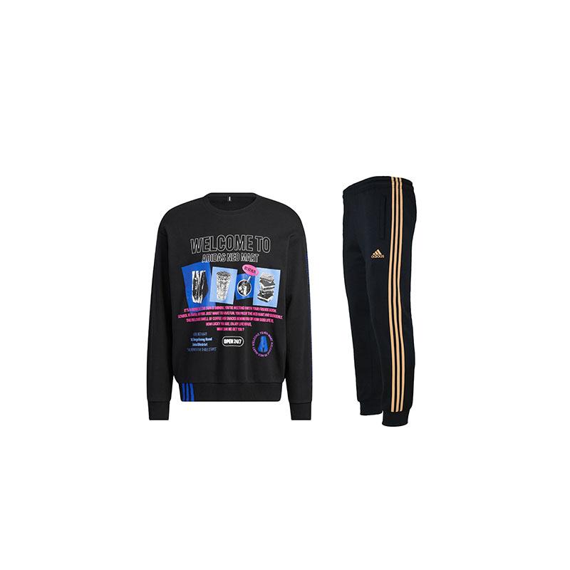 

Adidas American Style свитер модный универсальный трендовый свитшот с круглым вырезом и манжетами длинные брюки повседневный спортивный костюм IA5334+TR30P1R-BG S
