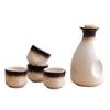 Japanese style sake pottery dispenser liquor wine pot white cup set household high temperature creamic barware winebowl