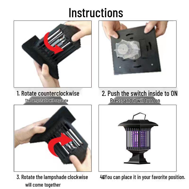 Uccisore e Repellente per Zanzare Solare a LED da Esterno: Lampada da Giardino Impermeabile