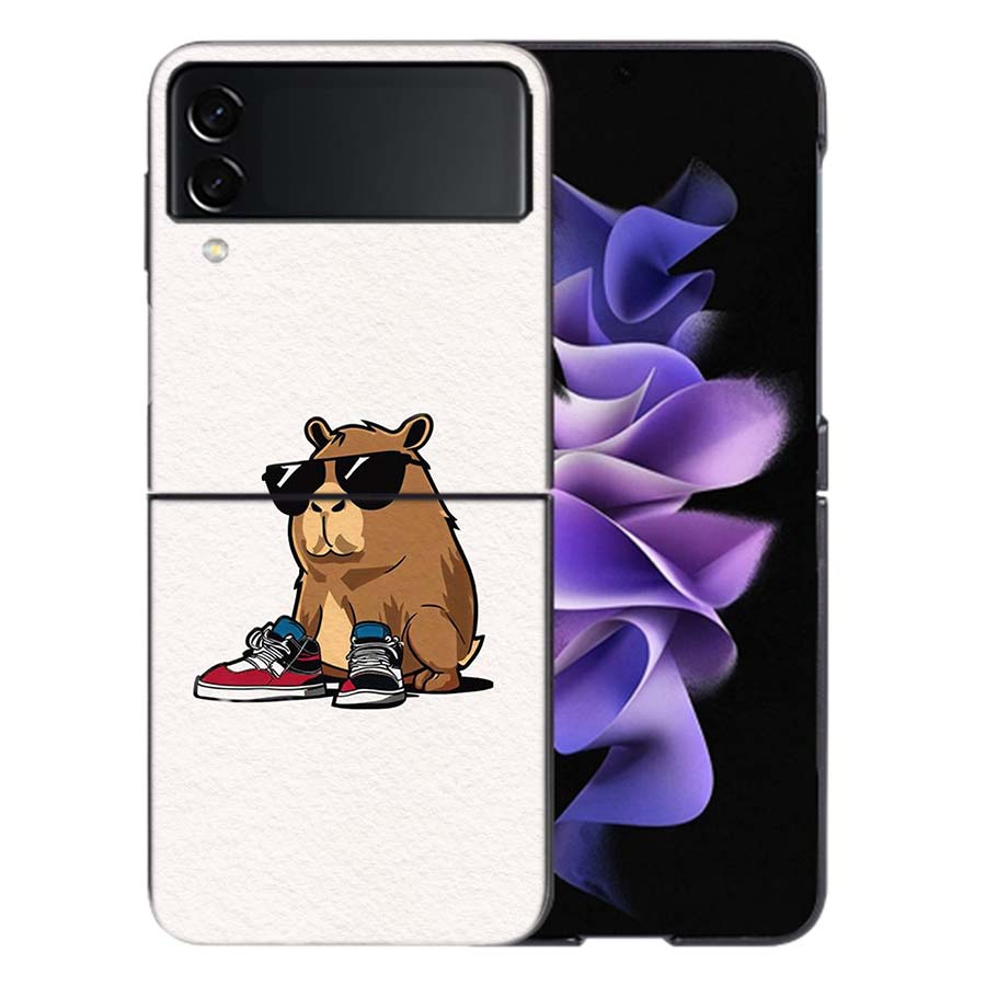 Cute Cartoon Capybara Coque For Samsung Z Flip7 6 Galaxy Case Shockproof Z Flip5 Z Flip3 4 5G Hard Cover Phone TPU PC Hard Fund