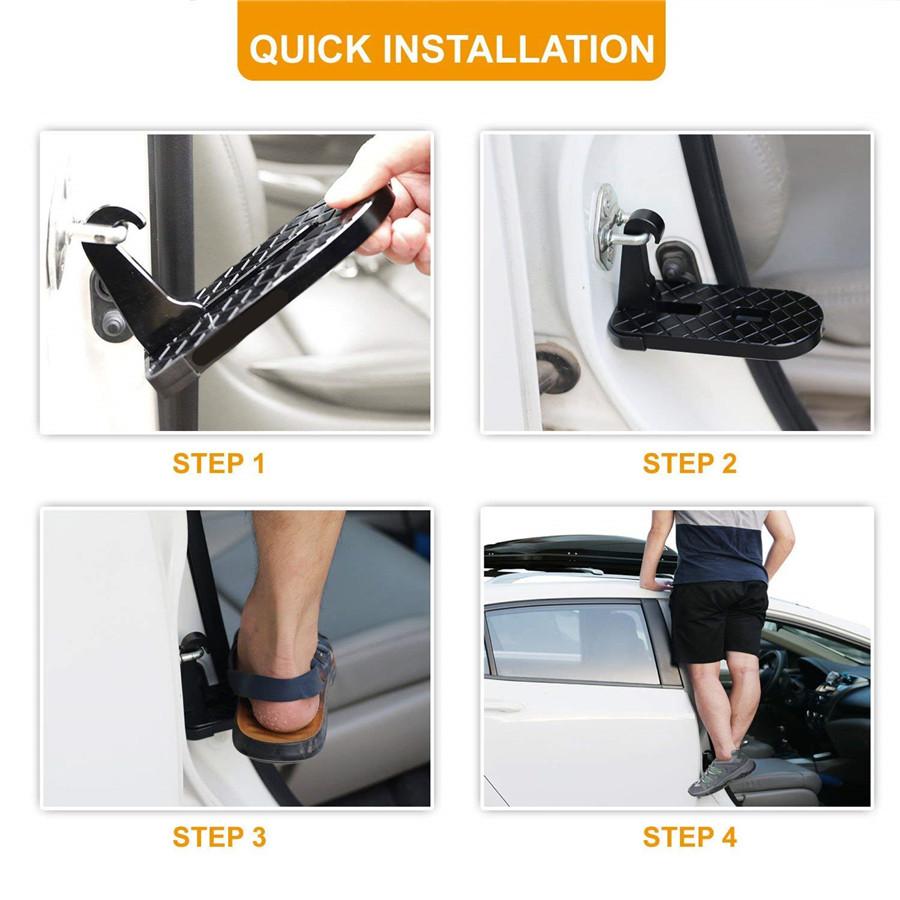 Universal Upgraded Lengthened With Rubber Protector Car Doorstep Vehicle Aluminum Alloy Folding Ladder Hooked On-on U Shaped Slam Latch Foot Pegs