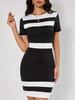 European Fashion Color Block Round Neck Women's Short Sleeve Dress (2026 Edition)