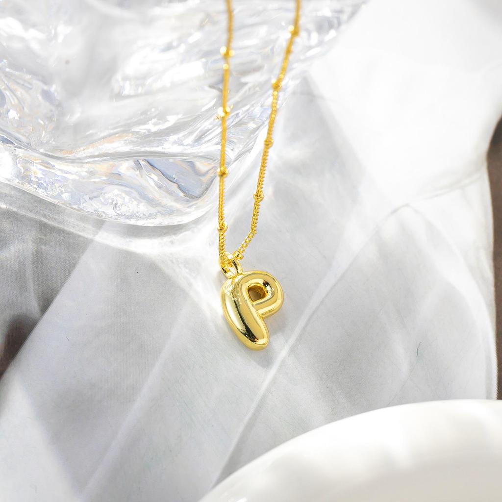 European & American Trendy 18K Gold Plated Cute Balloon Party Letter Necklace