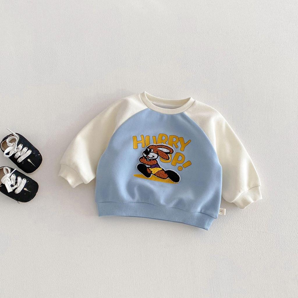 2026 Ny Vår Pojkar Tecknad Broderad Huvtröja - Snygg Bokstav Raglan Pullover