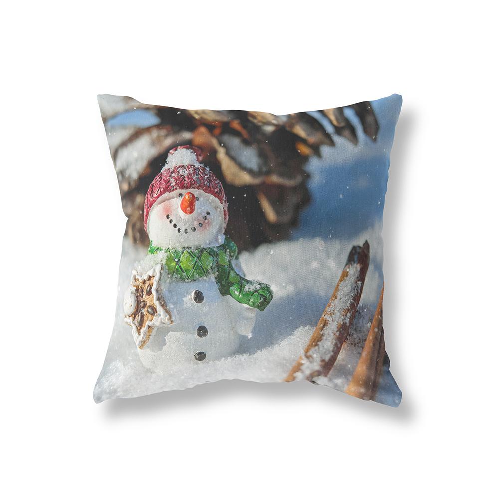 Cute Snowman Merry Christmas Print Pattern Cushion Cover Home Living Room Sofa Decoration Square Pillow Pillow Cover