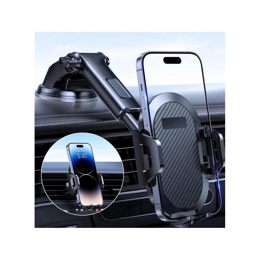 Long Arme Phone Holder for Car Dashboard Windshield Air Vent [Heat-Resistant Strong Suction Cup] Compatible with All Smartphones