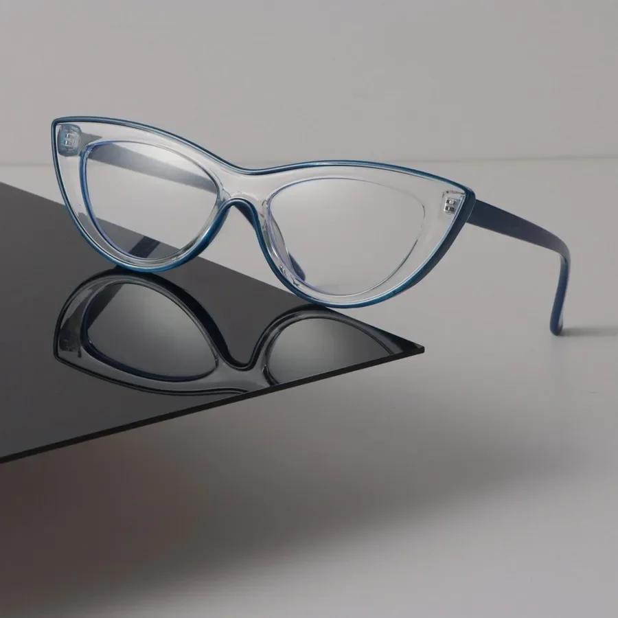 Luxuriöse Cat-Eye-Rahmenbrille Damen Herren Minimalistisch Transparent Brille Cool Klare Gläser Rahmenbrille