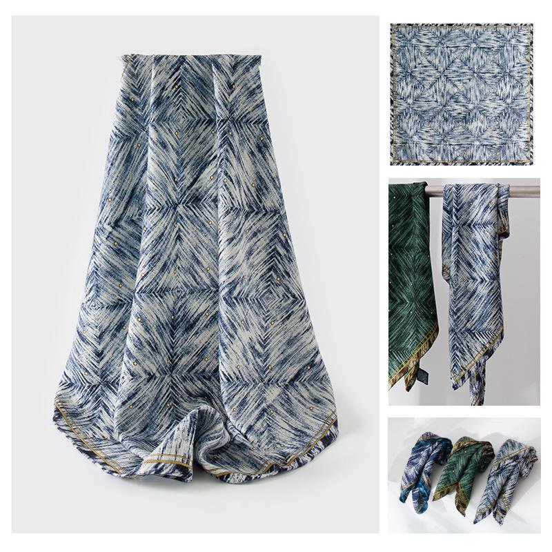 Silk Wool Women's Double-Sided Printed Scarf – Versatile Commuting, Sun Protection, Warm Shawl, Exquisite Self-Gift