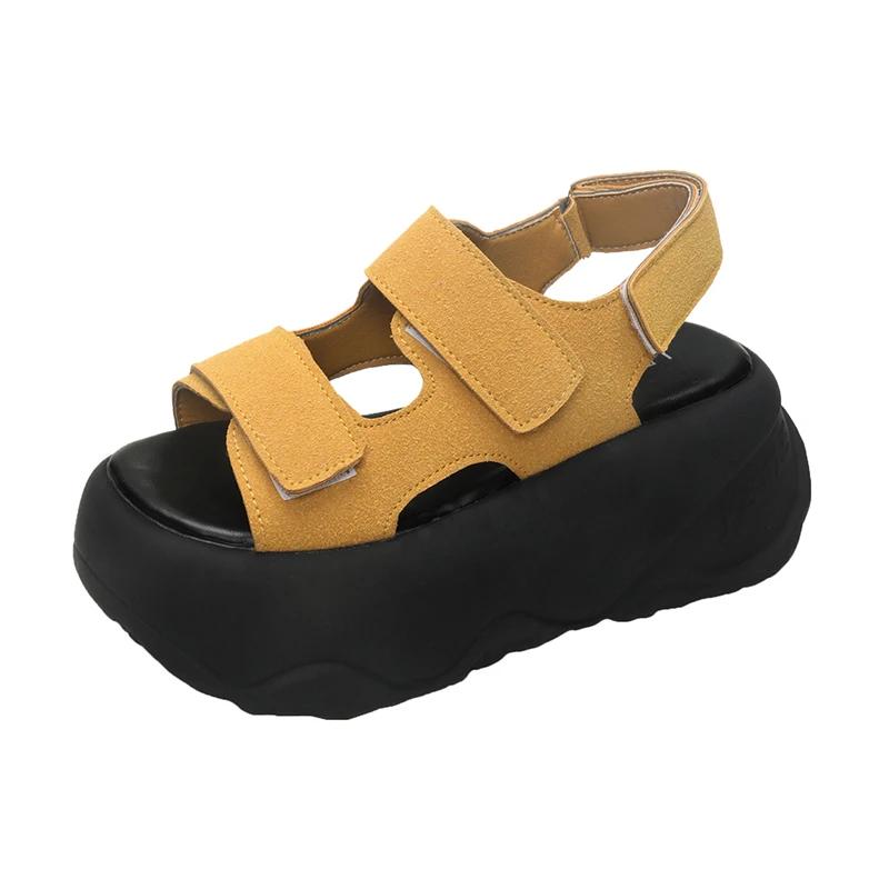 Fashion 8CM Summer Women Buckle Slippers Flip-Flops Beach Shoes Wedge Heels Slides Woman Platform Slippers Candy Colors Outside Sandals