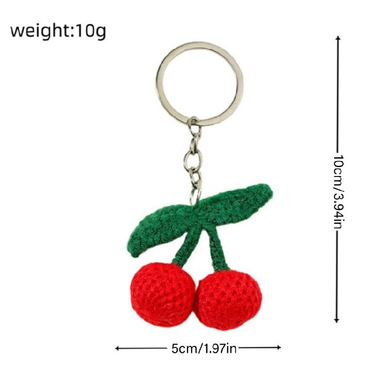 Unique Cherry Charm Pendant Sturdy Yarn Ornament Handmade Knitted Designs Accessory for Keychains and Personalize Gifts