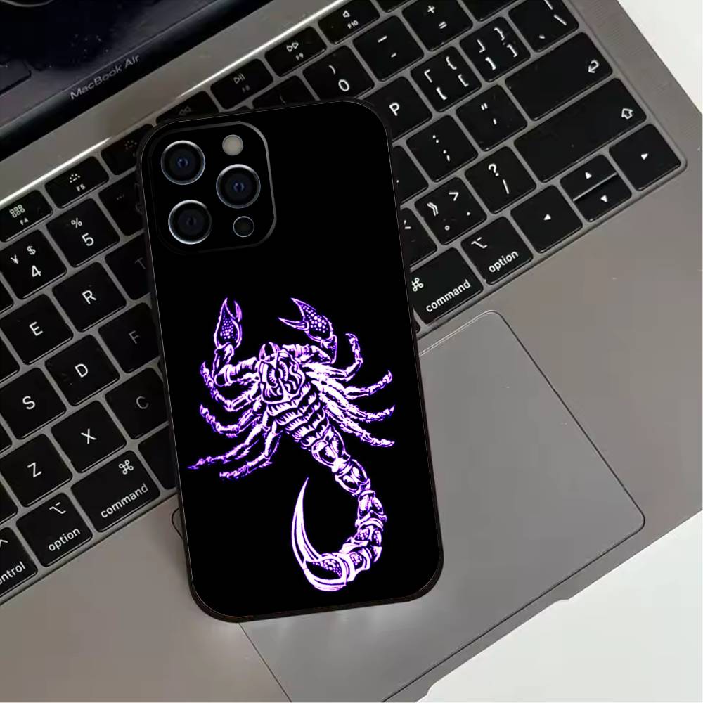 Ausgefallene Dunkle Gothic Skorpion Handyhülle Für iPhone 17,16,15,14,13,12,11 Plus,Pro Max,XS,Weiches Silikon Schwarze Hülle