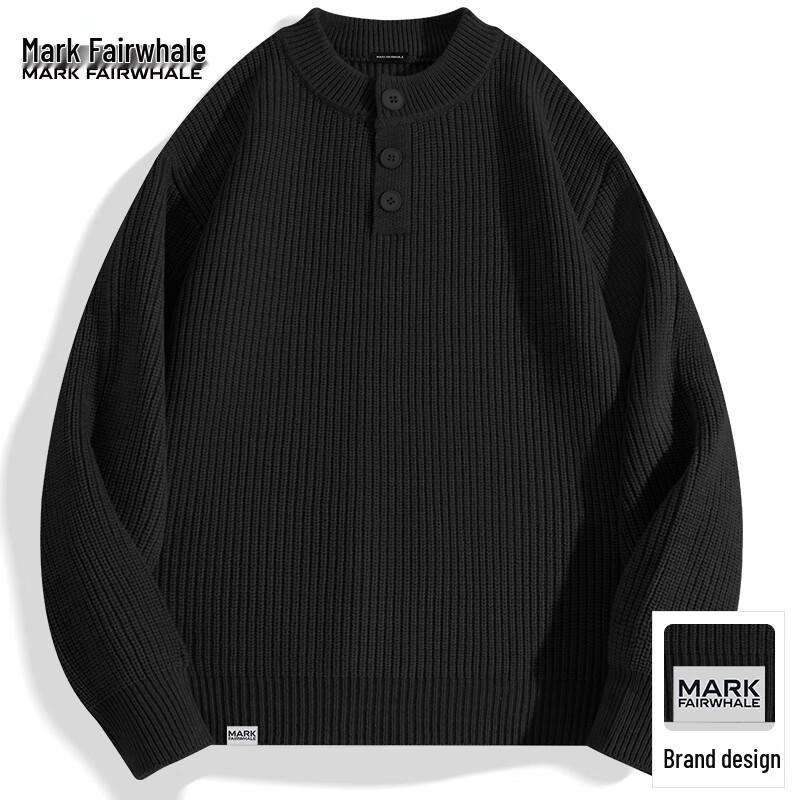 Mark Fairwhale Men's Henley Neck Knit Sweater