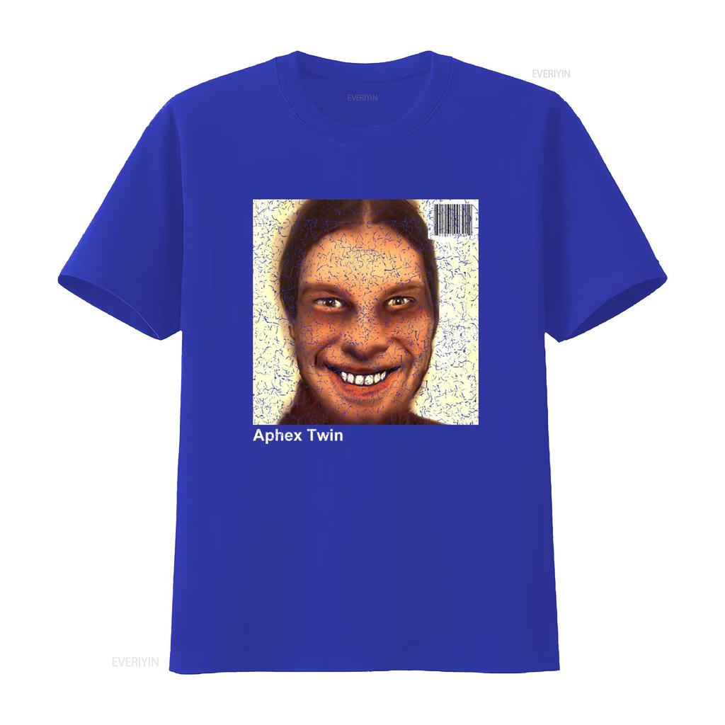 Retro Aphex Twin 1990er Album Cover T-Shirt Vintage Stil Druck für Musikliebhaber Vintage Gewaschenes Oberteil für den Alltag Mann