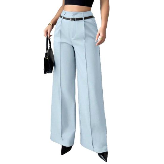 

Штани з високою талією, зручні, дихаючі, вузькі, прямі, універсальні, модні, для повсякденного носіння, на відпочинок, подорожі, роботу, школу S світло-синій колір