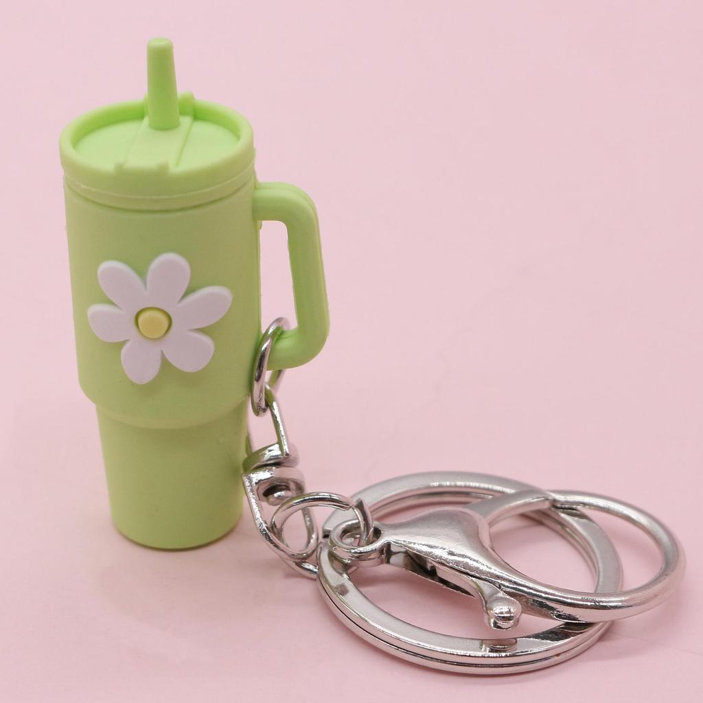 Popular Soft Rubber Stanley Cup Pendant Keychain - Creative Milk Tea Cup Keyring Available