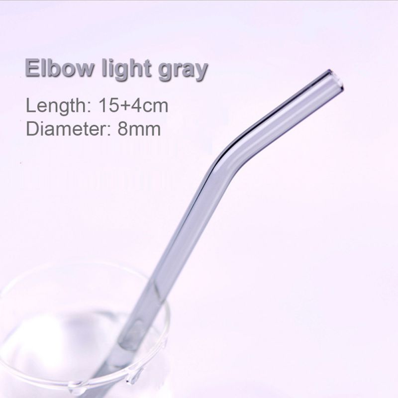 Reusable Drinking Glass Straws Heat and High Temperature Resistant Glass Straw Elbow for Smoothie Milkshakes Drinks 8mm*20cm