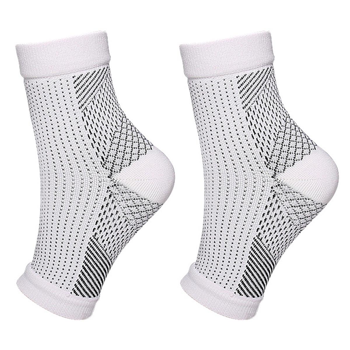 Ankle Support Socks Breathable Plantar Fasciitis Swelling Relief Compression Toeless Socks Women Men Elastic Running Socks S белый