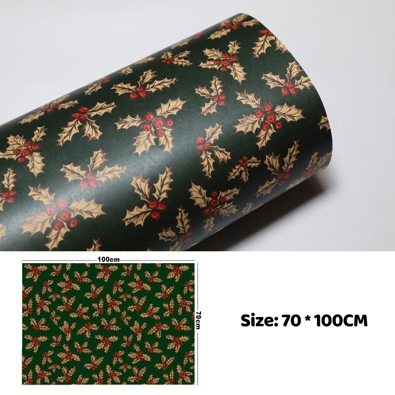 100Cm×70Cm Christmas Wrapping Paper Christmas Eve Gift Box Decoration Paper Children'S Christmas Vintage Kraft Paper