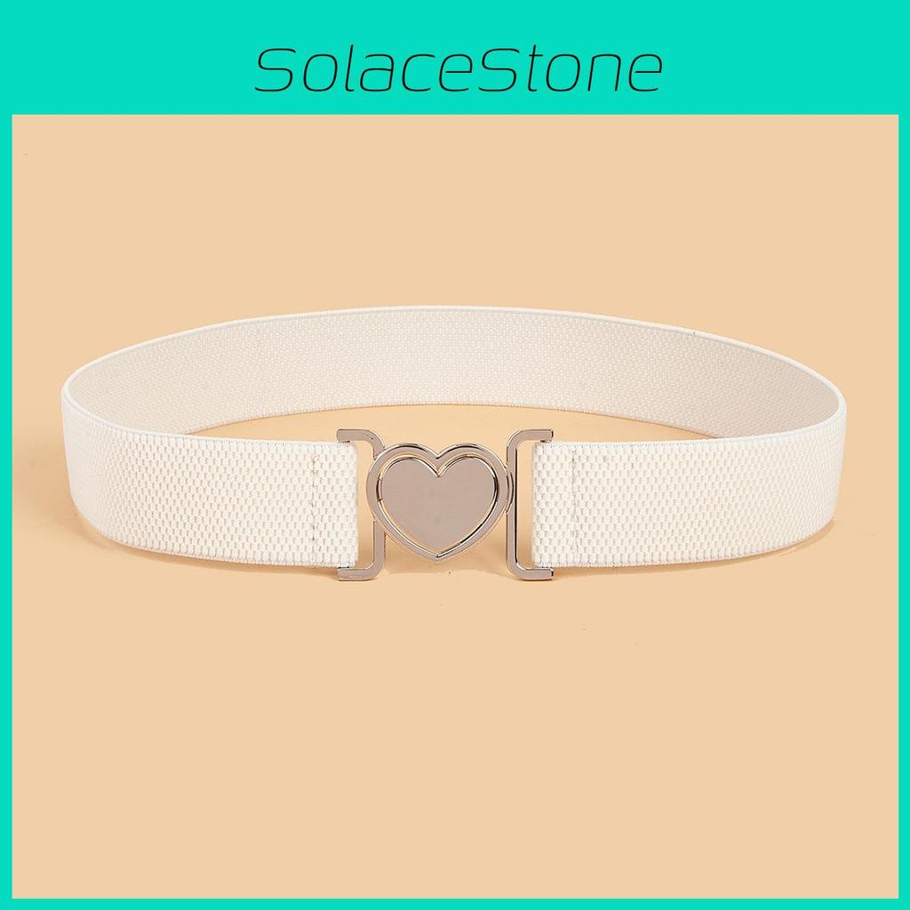 Heartshaped Designed Minimally Buckle Women Casual Elastic Waistband Daily For