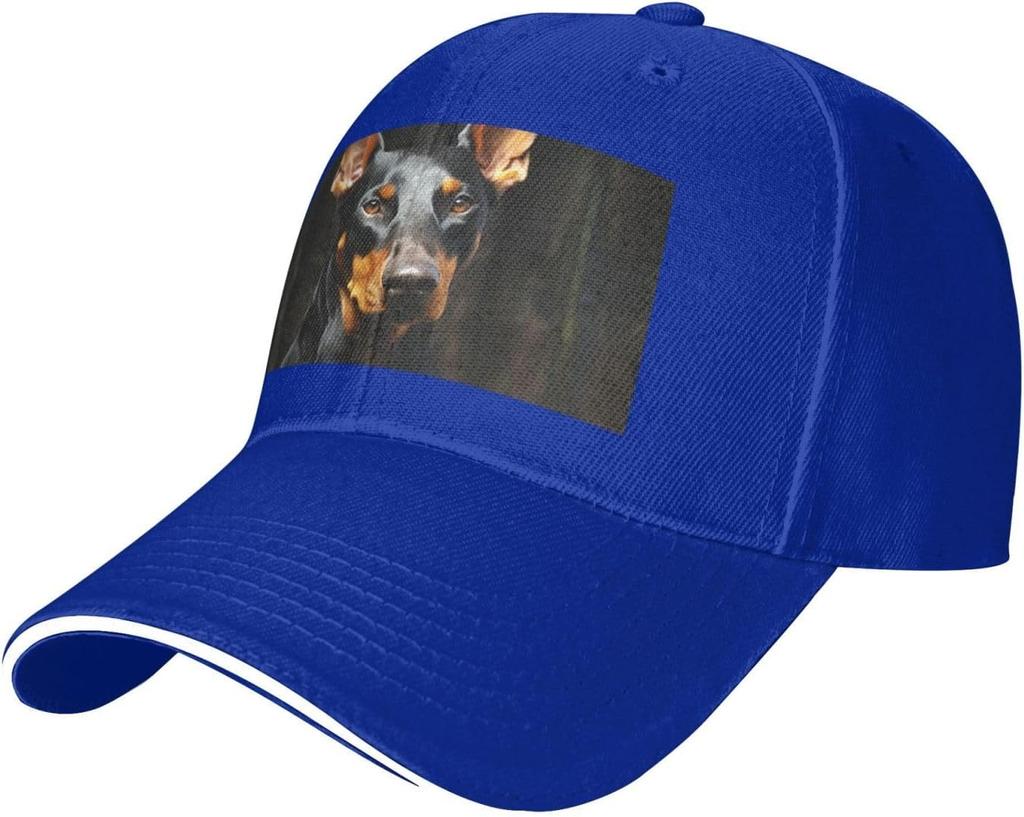 Doberman Print Baseball Cap Adjustable Polyester Casual Outdoor Golf Dad Hat Unisex