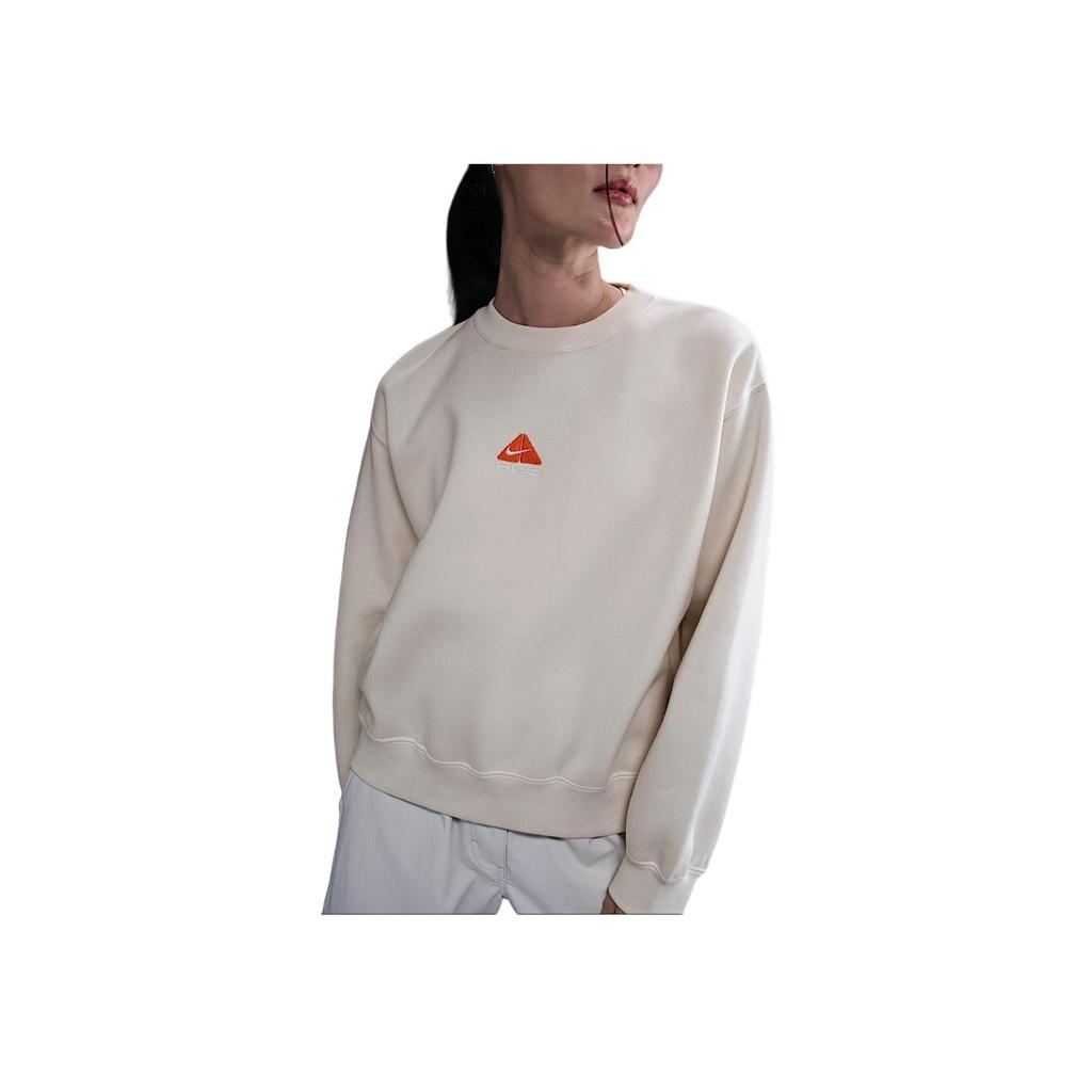 Nike ACG Therma-Fit Waterproof Fleece Crewneck Long Sleeve Sweatshirt Women Tops Phantom-Grey-White Bright-Orange Summit-White HJ0233-030