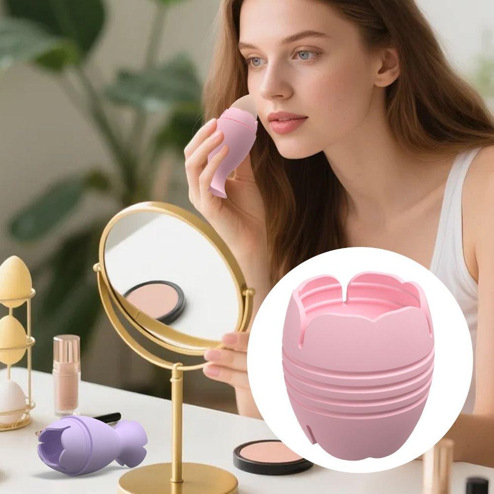 Silicone Makeup Sponge Holder Pink/ Blue/ Brown Beauty Eggs Storage Case Makeup Sponge Case Travel