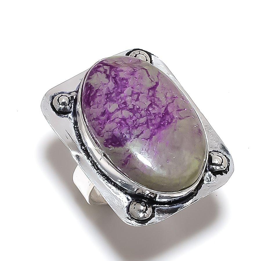 Natural Purpurite Gemstone 925 Sterling Silver Jewelry Ring Size 9.5 Z5i76