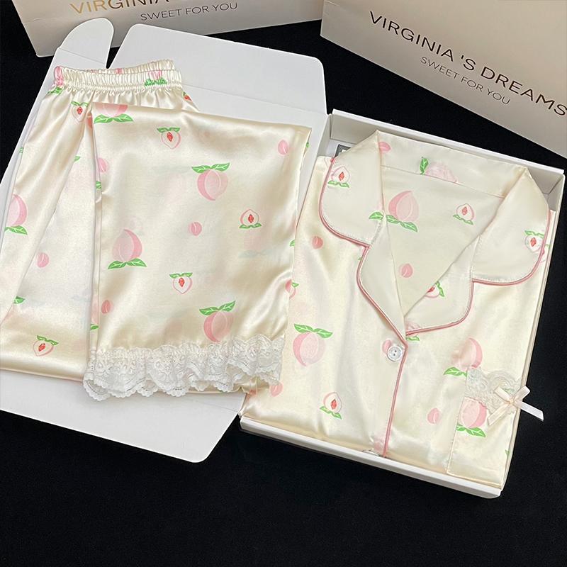 

Летний тонкий кардиган с коротким рукавом, длинные брюки, кардиган, эстетичный дизайн, повседневный свободный комплект для дома, пижама, женская, новая XXL