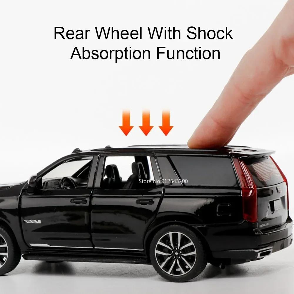 1:32 Scale ESCALADE Car Model Toy 6 Doors Opened Metal Diecast Music Light Pull Back Vehicle Models Hobby Ornament Gifts