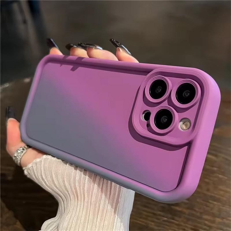 Gradient Liquid Silicone Soft Phone Case For iPhone 16 15 14 13 12 11 Pro Max Plus Candy Color Shockproof Thickened Bumper Cover