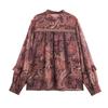 Z 2025 European Style Women's Retro Printed Loose Long-sleeve Shirt
