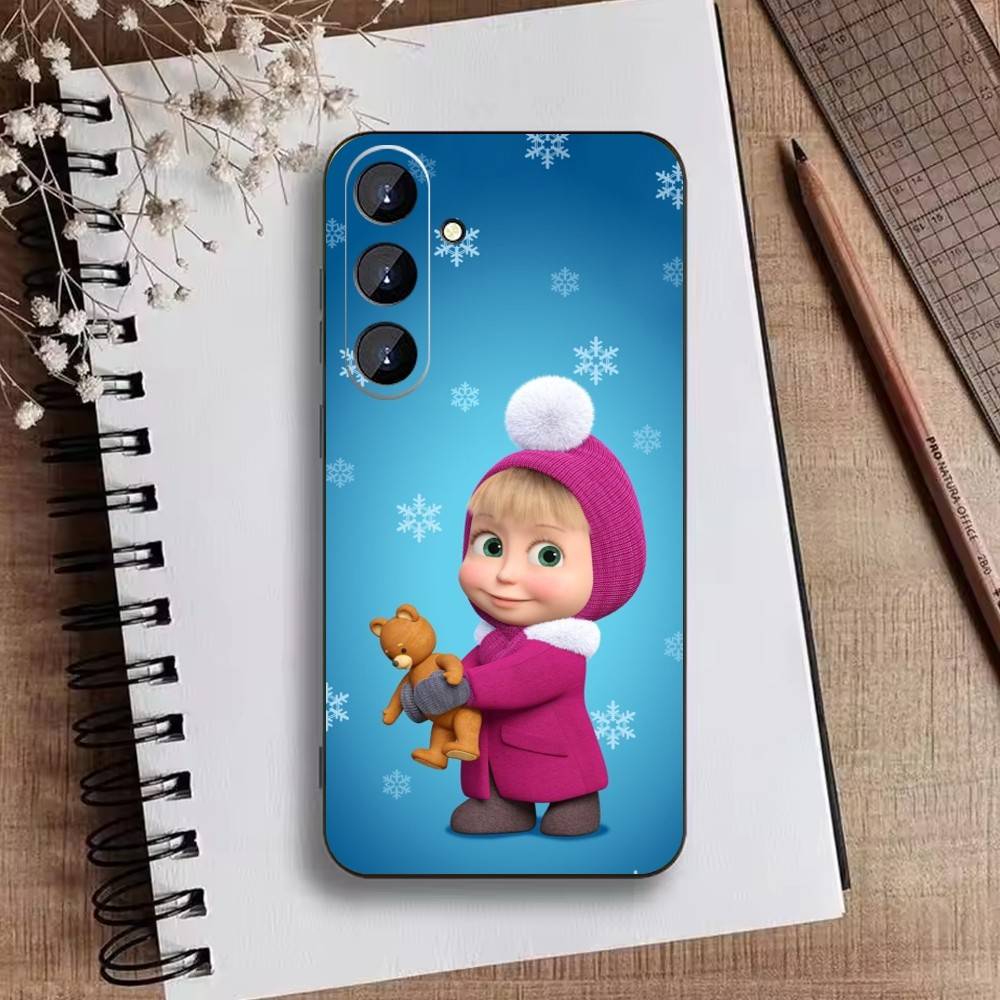 

Cute M-Masha and Bears Phone Case For Samsung Galaxy A73,21,22,32,71,53,52,51,80,5G Soft Black Cover Samsung a41