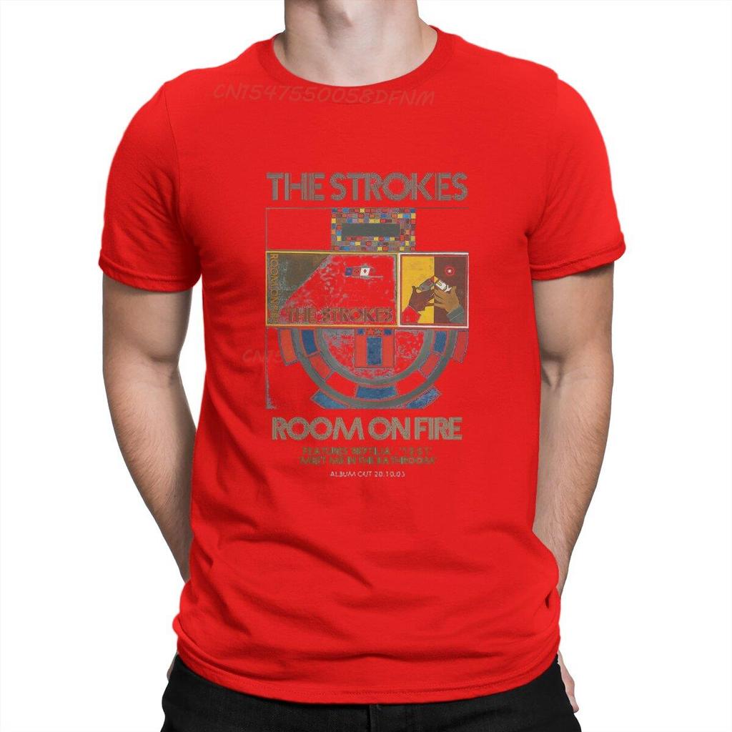 Men's Room T-shirts The Strokes A Word Cotton Men Clothing Male Vintage Men T Shirts Summer Tops Tees Adult Oversized T-Shirts