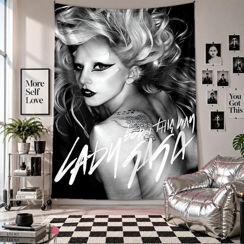Wandbehang Lady Gaga Kunst Hängendes Tuch Dekorative Hintergrundabdeckung für Raumdekoration