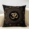 Luxury Golden Mandala Om Cushion Cover Natural Linen Organic Fabric DoubleSided Printing Room Sofa Decor Pillow Case