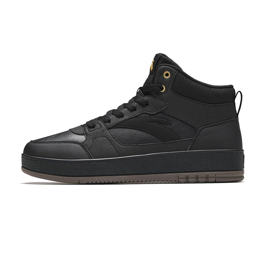 Anta Year One Synthetic Leather Casual Trend Sports Versatile Wear Resistant Lightweight High Top Skate Shoes Men Sneakers Black 912548083-3