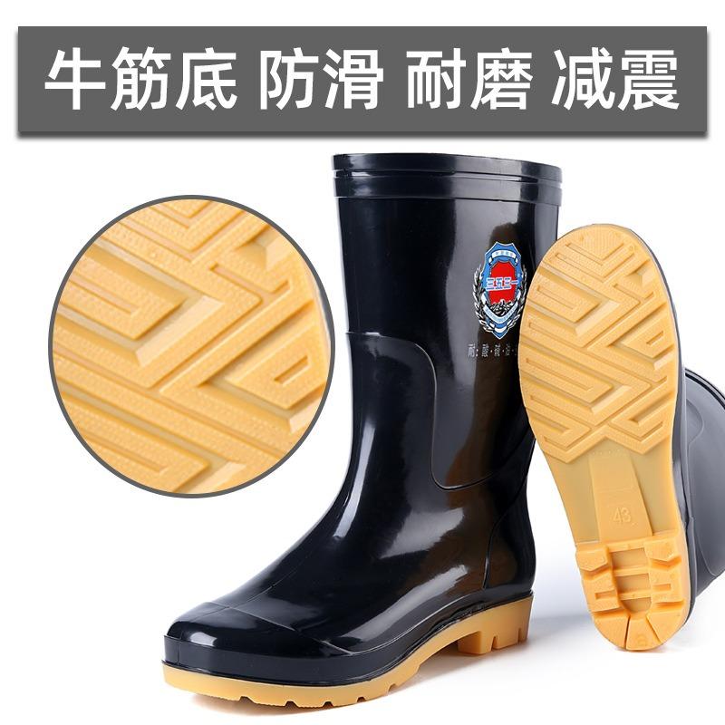 3 mittelhohe Stiefel Rindsehnensohle drei-fach wasserdichte Regenschuhe Herren 15 mittelhohe Regenstiefel Arbeitsschutz schwarz Wasserschuhe