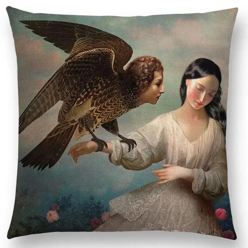 New Elegant Lady Cute Girl Shakespeare Imagine Fantasy Oil Painting Dreamy Feeling Fable Fate Thorw Pillow Case Cushion Cover