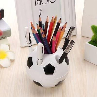 Soccer Ball Pen Holder Football Shape Plastic Storage Box Multifunctional Desktop Organizer for Pens Pencil Makeup Brushes Office Supplies