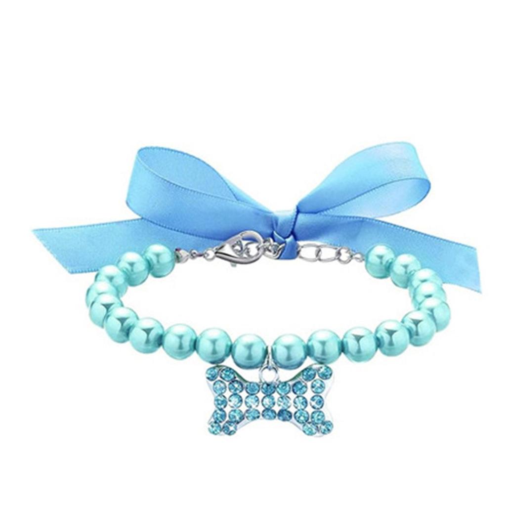 Imitation Pearl Cute Dog Necklace Pet Collar Accessories Jewelry Neck Chain For Small Dogs Large Dog Cats