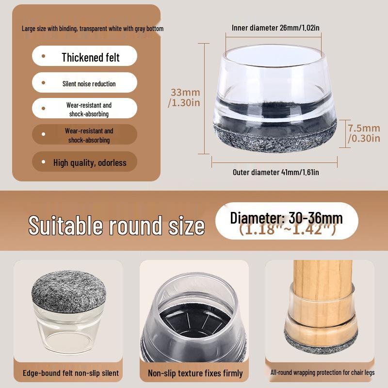 Reinforced Non-Slip Silent Chair and Table Leg Covers with Wear-Resistant Foot Pads