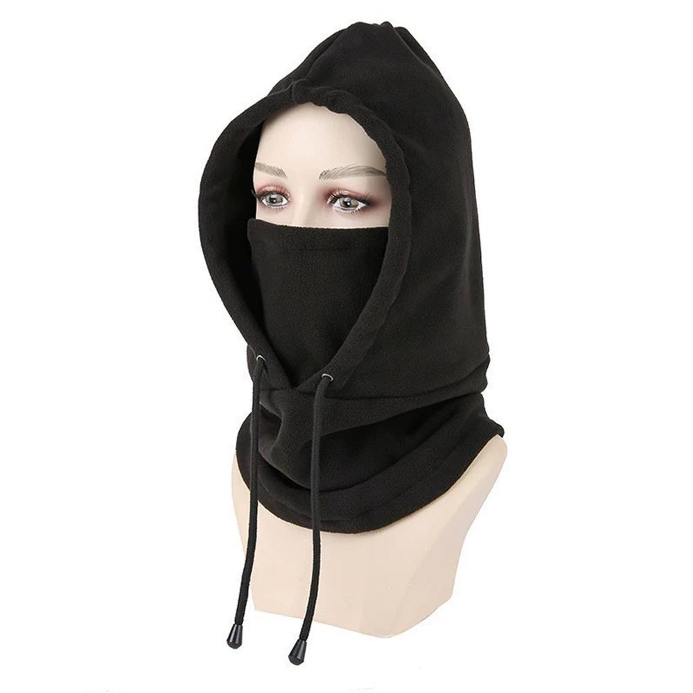 

Unisex High-end Winter Balaclava, Windproof Knit Hood with Drawstring for Motorcycle Riding, Skiing, And Cold Weather чёрный